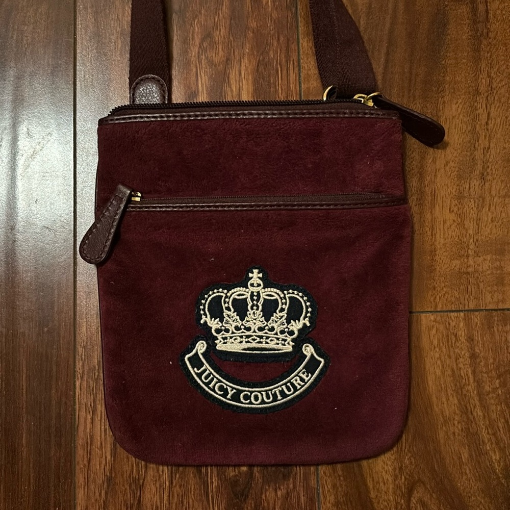 Juicy Couture Velvet Burgundy Crossbody Bag